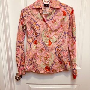 Bogner Pink and Orange Paisley Button Down Shirt